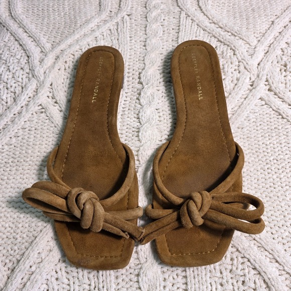 Loeffler Randall Shoes - Loeffler Randall Hadley Bow Sandal Suede Slides Brown Women 9.5 Excellent